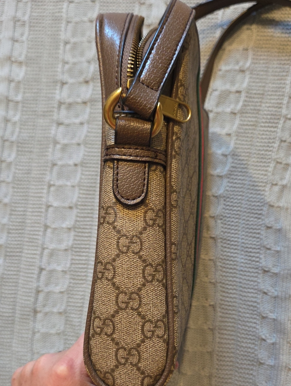 Authentic Gucci GG Supreme Monogram Web Small Ophidia Messenger Bag Brown - Picture 6 of 12